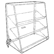 Slanted-Front Case 3 Angled Shelves 13 3/4 x 14 (Acrylic)